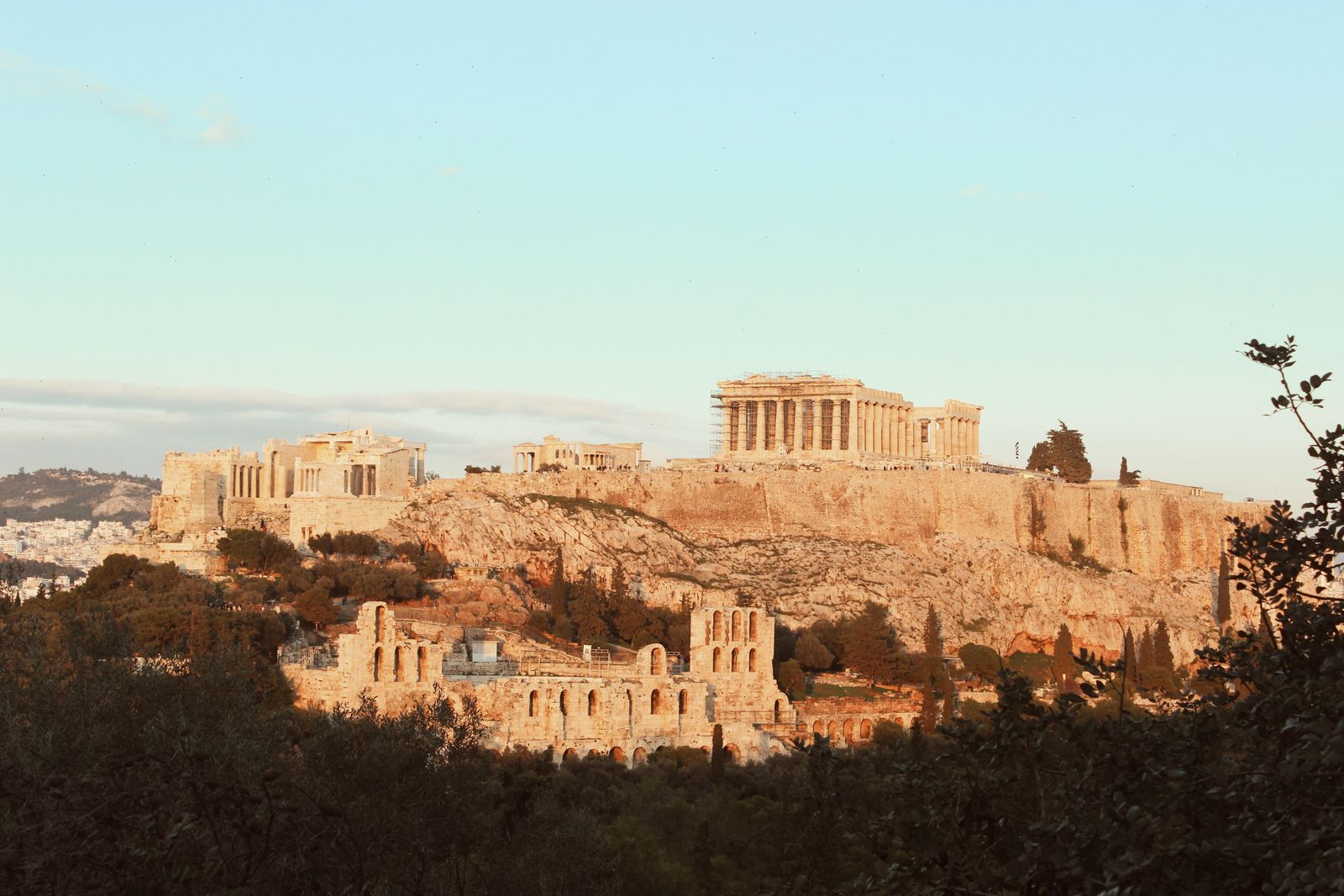 Reruntuhan Acropolis di kota Athena, Yunani